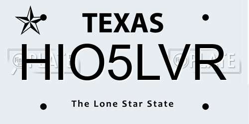 HIO5LVR Texas License Plate