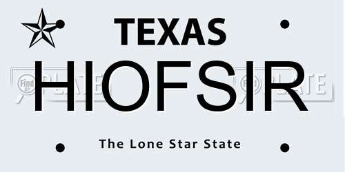 HIOFSIR Texas License Plate