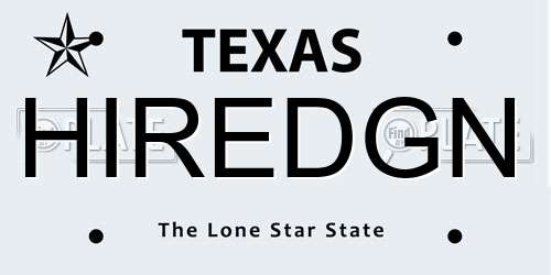 HIREDGN Texas License Plate