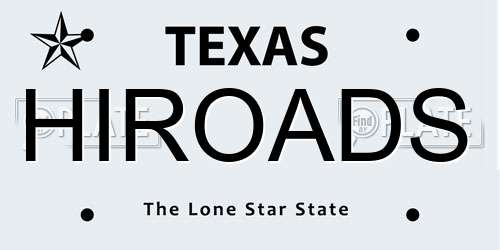 HIROADS Texas License Plate