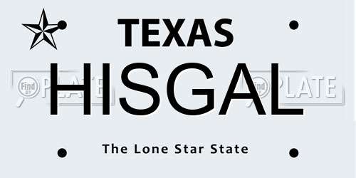 HISGAL Texas License Plate