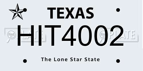 HIT4002 Texas License Plate