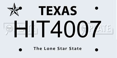 HIT4007 Texas License Plate