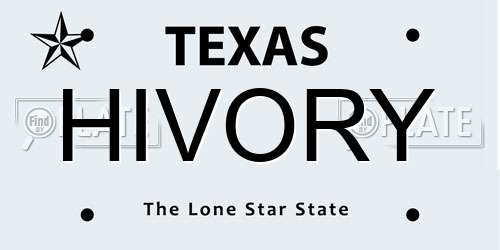 HIVORY Texas License Plate