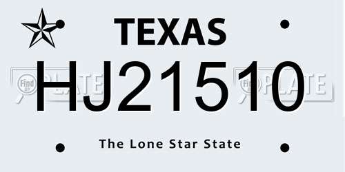 HJ21510 Texas License Plate