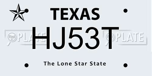 HJ53T Texas License Plate