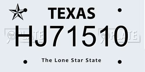 HJ71510 Texas License Plate