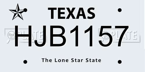 HJB1157 Texas License Plate