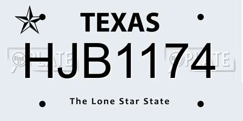 HJB1174 Texas License Plate