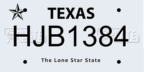 HJB1384 Texas License Plate