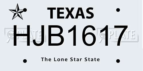 HJB1617 Texas License Plate