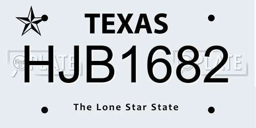 HJB1682 Texas License Plate
