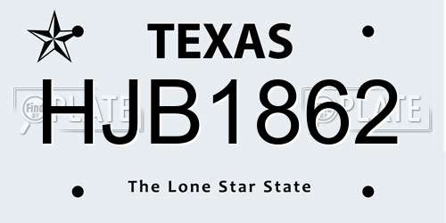HJB1862 Texas License Plate