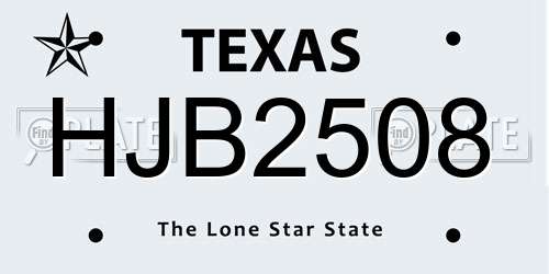 HJB2508 Texas License Plate