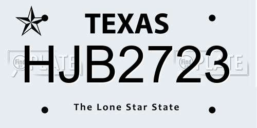 HJB2723 Texas License Plate