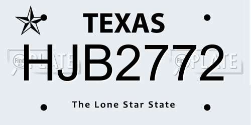 HJB2772 Texas License Plate