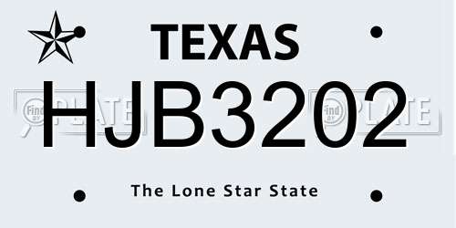HJB3202 Texas License Plate