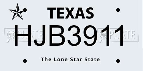 HJB3911 Texas License Plate
