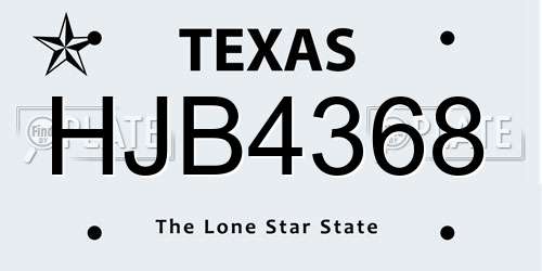 HJB4368 Texas License Plate