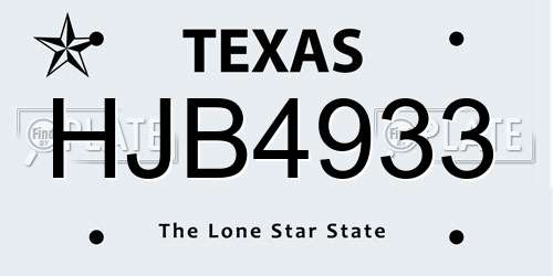 HJB4933 Texas License Plate