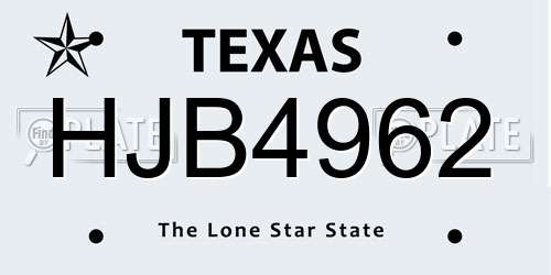 HJB4962 Texas License Plate