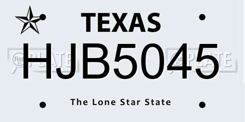HJB5045 Texas License Plate