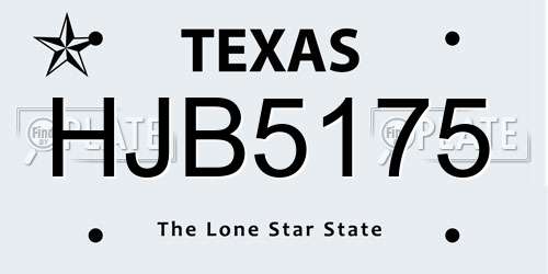 HJB5175 Texas License Plate