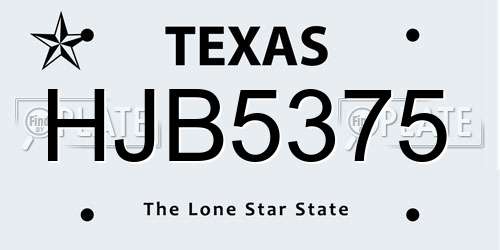 HJB5375 Texas License Plate