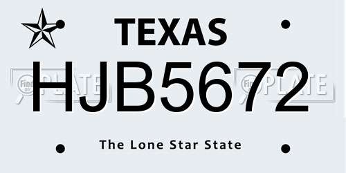 HJB5672 Texas License Plate