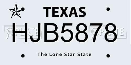 HJB5878 Texas License Plate