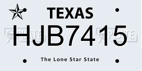 HJB7415 Texas License Plate
