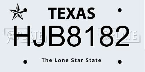 HJB8182 Texas License Plate