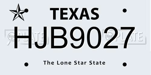 HJB9027 Texas License Plate
