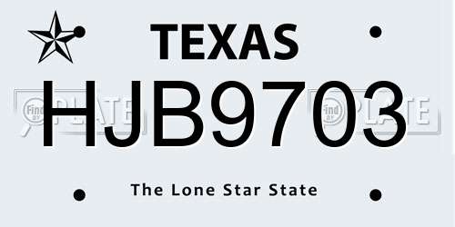 HJB9703 Texas License Plate