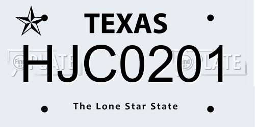 HJC0201 Texas License Plate