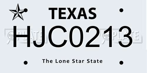 HJC0213 Texas License Plate