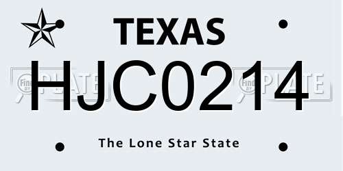 HJC0214 Texas License Plate