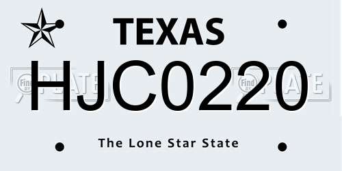 HJC0220 Texas License Plate
