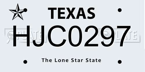 HJC0297 Texas License Plate