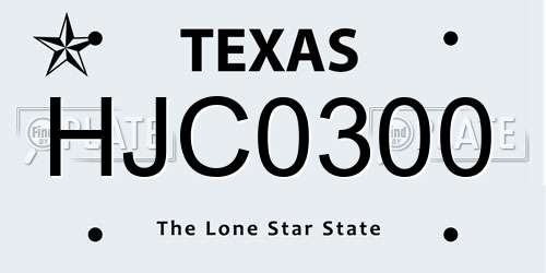 HJC0300 Texas License Plate