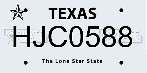 HJC0588 Texas License Plate