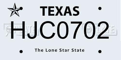 HJC0702 Texas License Plate