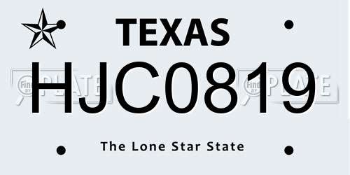 HJC0819 Texas License Plate