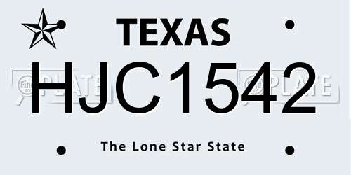 HJC1542 Texas License Plate
