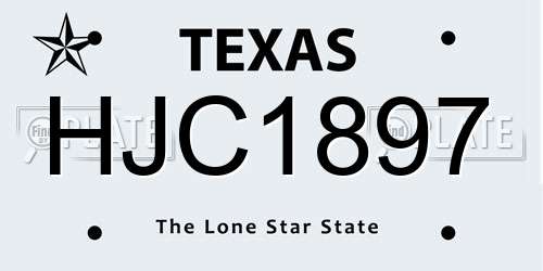HJC1897 Texas License Plate