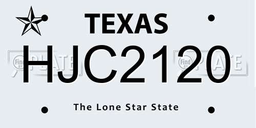 HJC2120 Texas License Plate