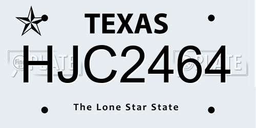 HJC2464 Texas License Plate