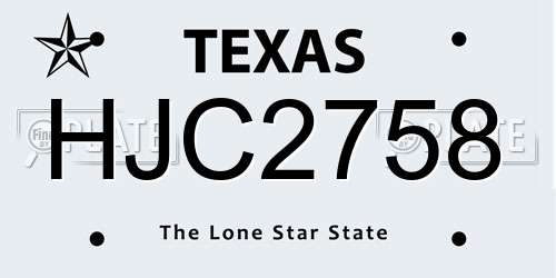 HJC2758 Texas License Plate