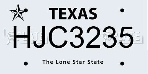 HJC3235 Texas License Plate
