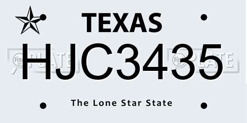 HJC3435 Texas License Plate